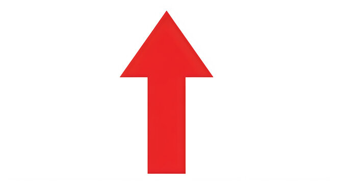 A red arrow pointing upwards isolated on transparent background