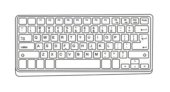 Detailed Illustration of Computer Keyboard Keys.