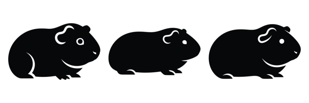 guinea pig silhouette icon set. Animals logos collection and isolated on White background
