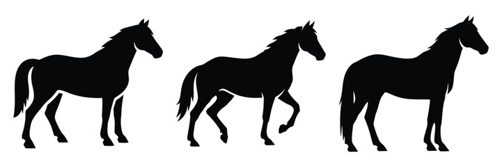 Obraz premium horse silhouette icon set. Animals logos collection and isolated on White background