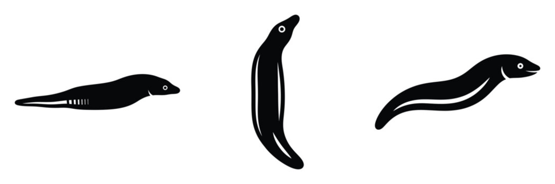 leech silhouette icon set. Animals logos collection and isolated on White background