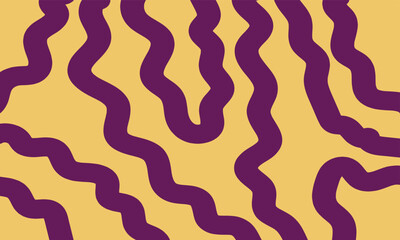 Vibrant purple wavy lines forming an organic repeating pattern across a bright golden yellow surface