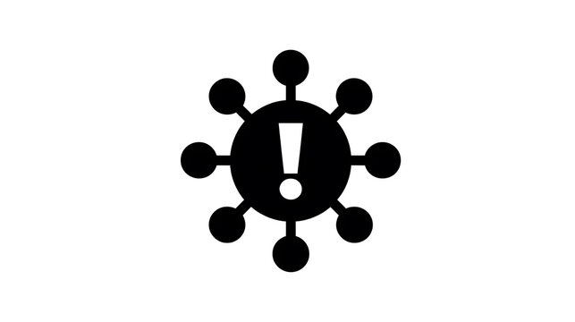 A virus symbol with an exclamation mark, indicating danger or warning.