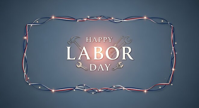 Happy labor day celebration background with sparkling lights