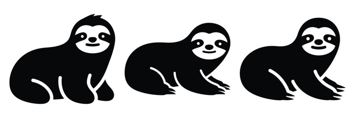 Fototapeta premium sloth silhouette icon set. Animals logos collection and isolated on White background
