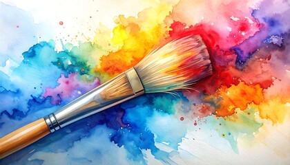 Fototapeta premium Vibrant Watercolor Brushstroke - A Colorful Artistic Expression.