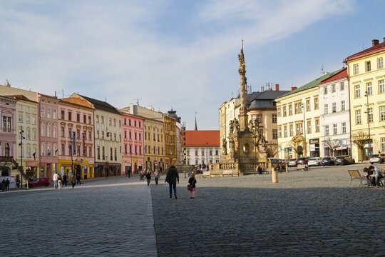 Historic Square with Holy Trinity Column in Olomouc, Czech Republic