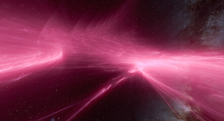 Pink Cosmic Nebula in Deep Space — Abstract 3D Rendering of Galaxy Light and Stellar Streams © edb3_16