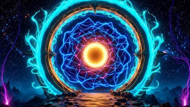 Cosmic portal with glowing energy