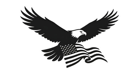 Obraz premium BaldEagleSoaringwithAmericanFlagIllustrationDesign