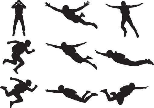 Skydiver Free Falling with Parachute Adventure Aerial Motion