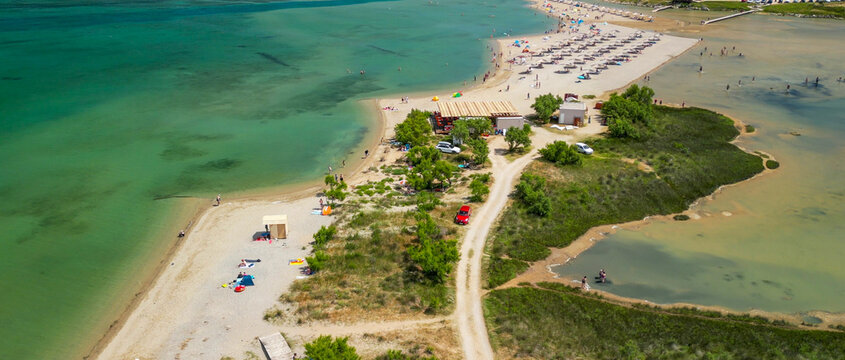 Queens Beach aerial view in Zadar, Croatia