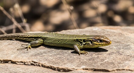 Fototapeta premium Rock skink basking on stone surface