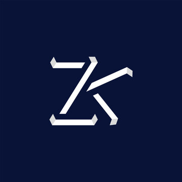 Clean and Creative ZK KZ Initials Monogram Logo Design