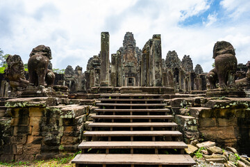 Ancient stone ruins of Bayon Temple in Angkor Thom Cambodia © Emad Aljumah