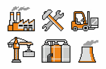 Pixel Art Industrial Icons Set © Yusak