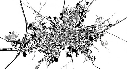 Detailed City Plan - An Intricate Urban Layout Depiction. © Yooo