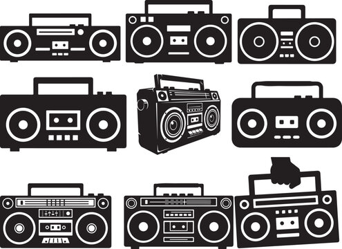 Retro Portable Boombox Stereo Silhouette