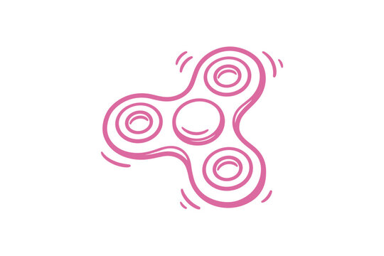 Pink fidget spinner icon with motion lines on for stress relief and play  Autism awareness clipart design