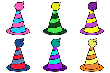 Colorful Birthday Party Hats Set &ndash; Vector Illustration SVG