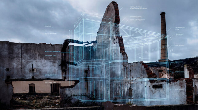 Innovative architect visualizing smart architecture reconstruction