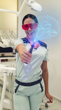 Innovative dentist using digital scanner analyzing human brain