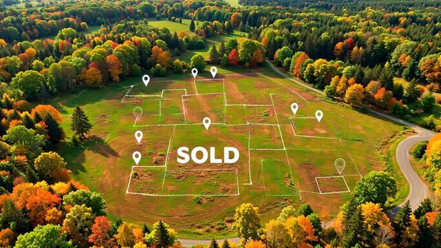 Aerial view of autumnal land plot