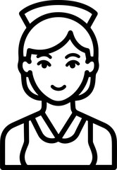 Obraz premium Hand Drawn Female Nurse Black and White Avatar Illustration in Minimal Line Art Style Design