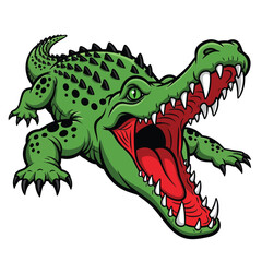 Obraz premium Aggressive crocodile or alligator with open mouth and sharp teeth