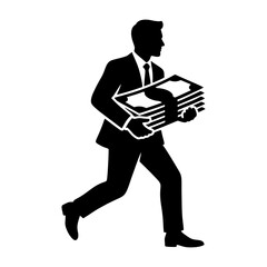 man with a stack of paper