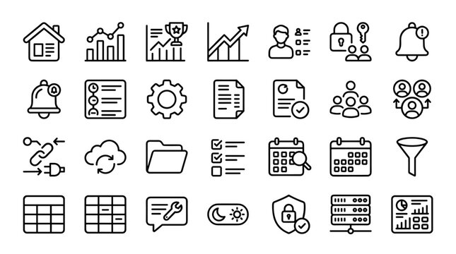 Set of  line style business icons vector