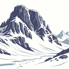 Snowy arctic mountain formation with dramatic ice rocky © vvv