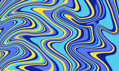 Obraz premium Vibrant Swirls of Blue and Yellow An Abstract Psychedelic Liquid Art Background with Dynamic Wavy Marbled Patterns for Creative Design Projects