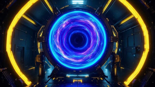 Futuristic scifi portal with glowing rings