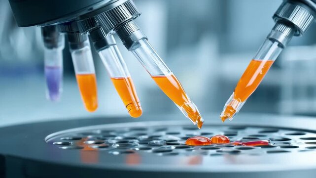 Closeup medium shot of highspeed centrifuge spinning with biological test tubes in focus lab environment softly blurred behind.