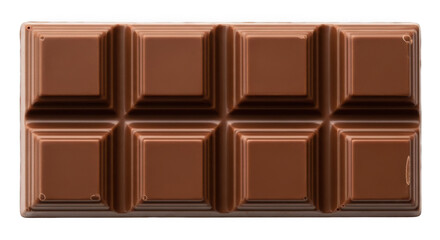 Naklejka premium A chocolate bar with eight squares isolated on transparent background