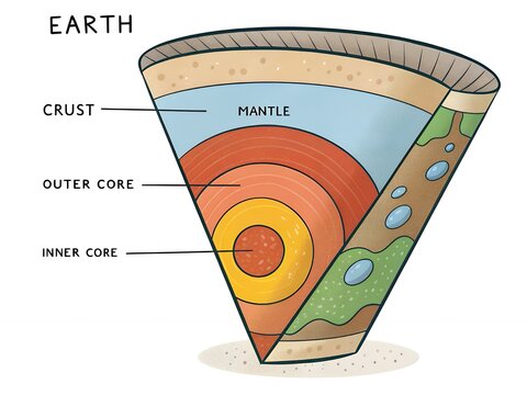 Earth s Layers Crust Mantle Outer Inner Core Diagram