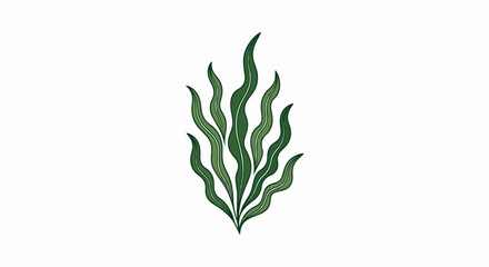 Obraz premium A cluster of wavy, green, blade-like plants in an artistic illustration