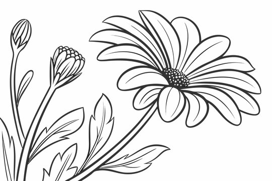 coloring page line art the cape daisy flower black vector