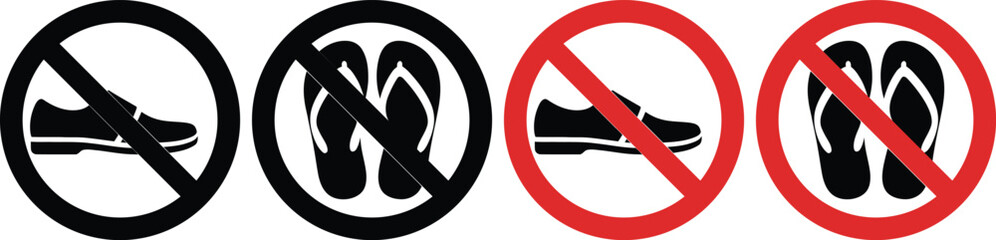 Signs prohibiting the wearing of flip-flops and high-heeled shoes