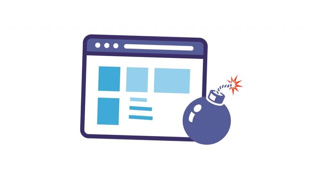 Website with a bomb icon, representing a security threat or attack.