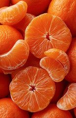 Slices of mandarin orange forming an orange background