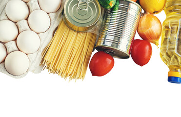 Food delivery home. Donation and charity. Selective focus.