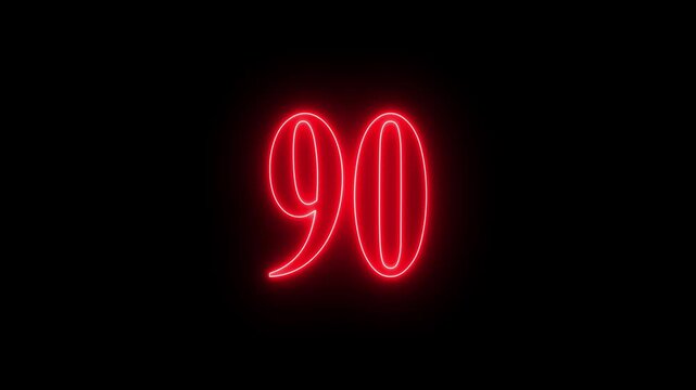 90K subscribers milestone neon sign glowing blue light motion video footage 4k cinematic clip,Neon 90K Number Sign Glowing on Black Background - Cinematic Motion Graphics Footage