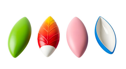 Fototapeta premium Four colorful surfboards on a white background