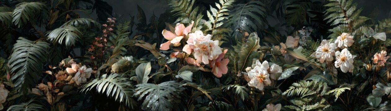 Floral Paradise: A vibrant tapestry of delicate flowers and lush foliage create a tranquil sanctuary, offering a glimpse into the beauty and diversity of the botanical realm. 