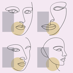 Minimalist Handdrawn Faces Pattern: Abstract Line Art Portraits with Geometric Shapes, Modern Aesthetic for Contemporary Design Projects © Bappaditya Roy