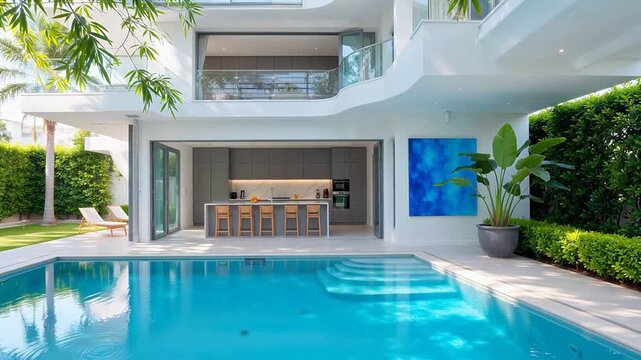 Modern house with pool and garden