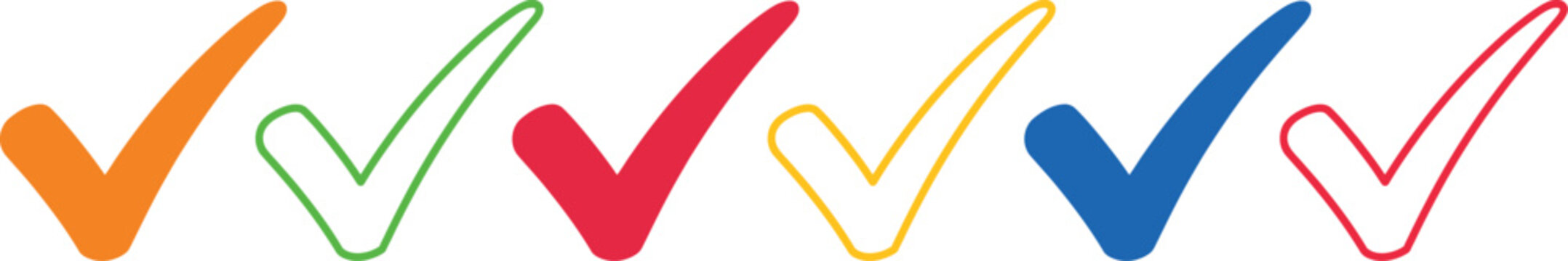 Colorful checkmarks in various vibrant hues arranged in a row