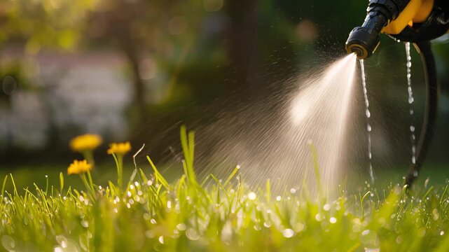 Professional applicator using pest control spray on vibrant green lawn for effective pest management